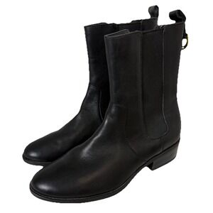 Lauren Ralph Lauren Womens Boot Mona Leather Ankle Black Classic Equestrian 7.5B